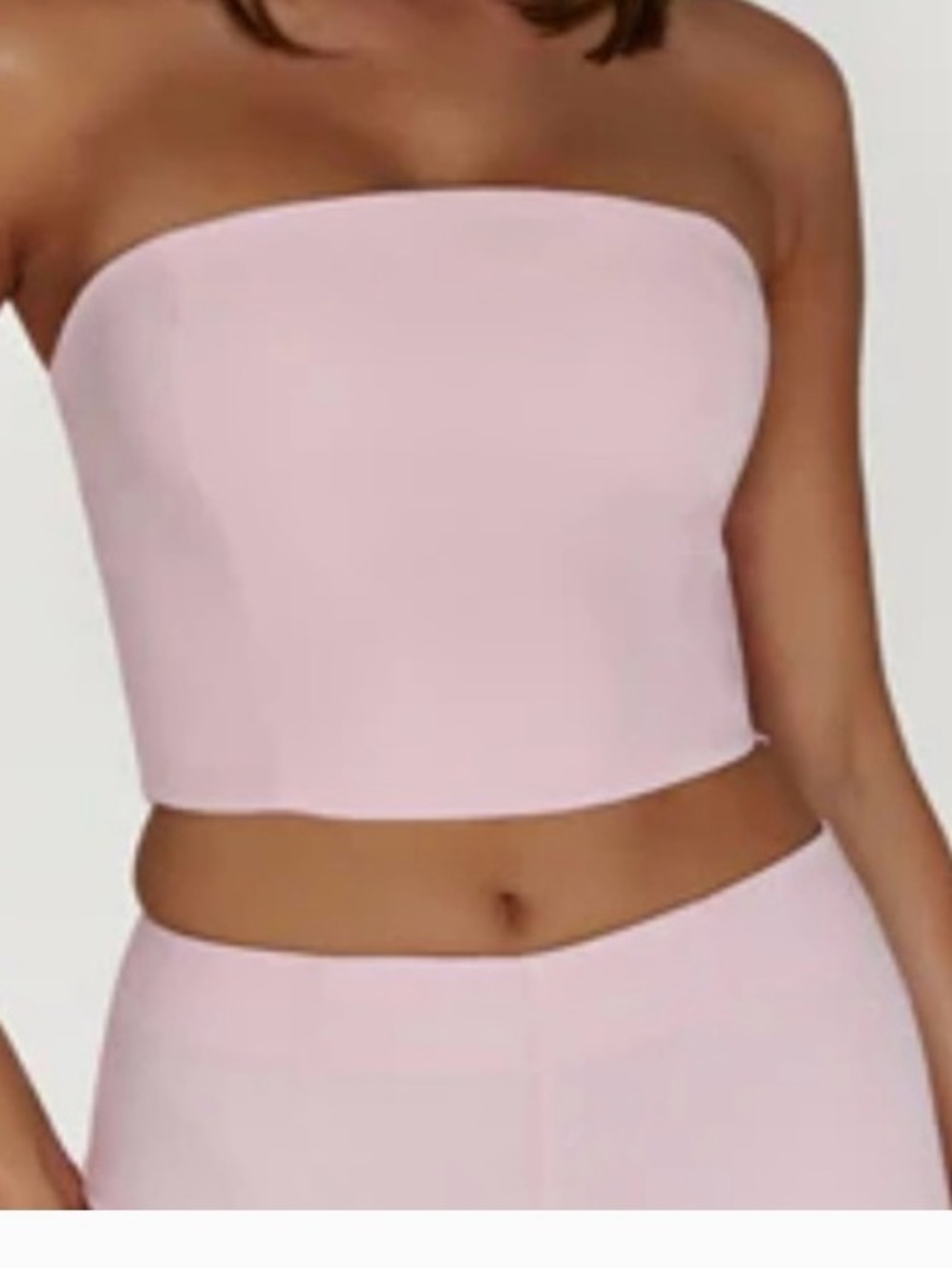 Meshki Pastel Pink Strapless Bandeau Crop Top